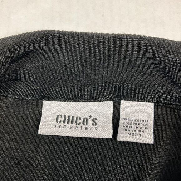 Chicos Travelers Cardigan Jacket Black Long Sleeve Button Front Stretch 1 Medium - Picture 4 of 11